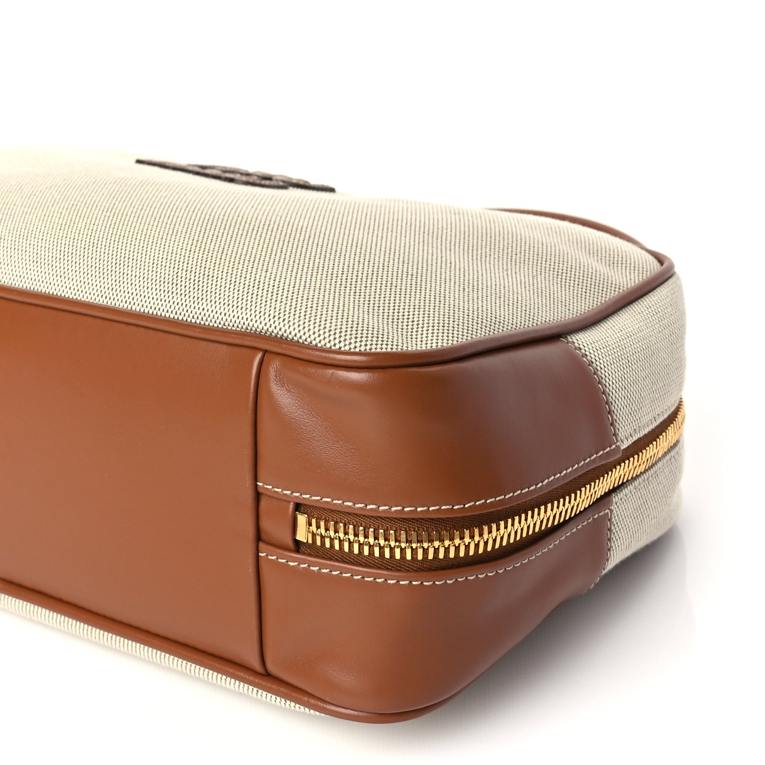 Miu Miu Canvas Calfskin Large Beau Top Handle Bag Naturale Brandy