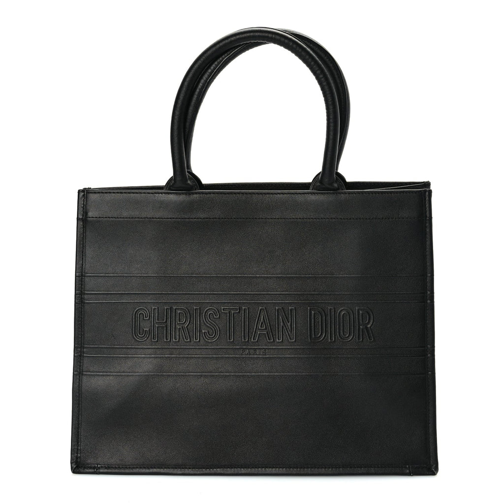 Christian Dior Calfskin Embossed Medium Book Tote Black