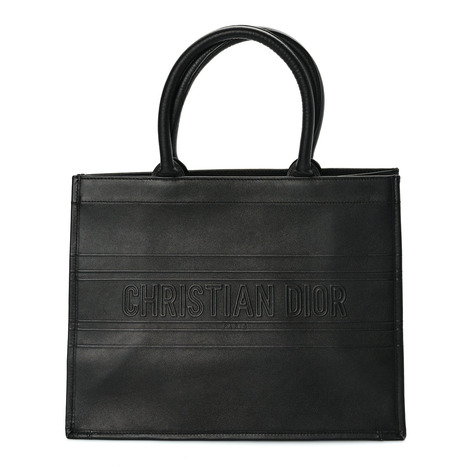 Christian Dior Calfskin Embossed Medium Book Tote Black