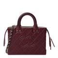 Chanel Calfskin Quilted Studded Square Vanity Case Burgundy