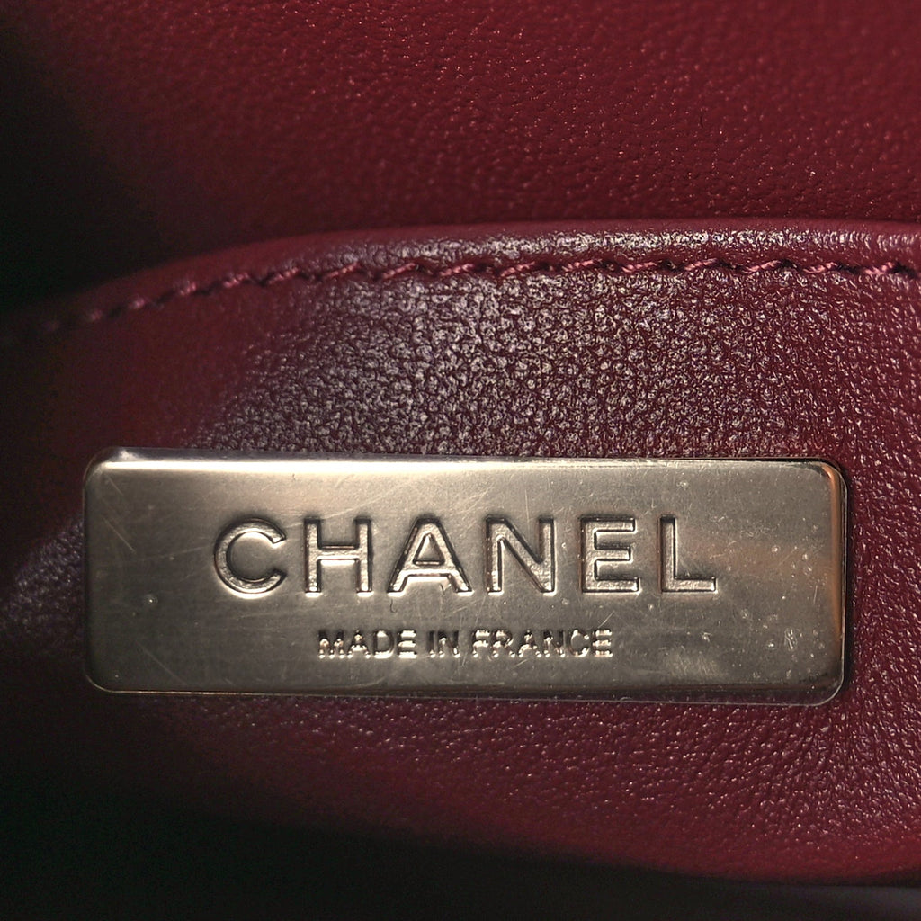 Chanel Calfskin Quilted Studded Square Vanity Case Burgundy