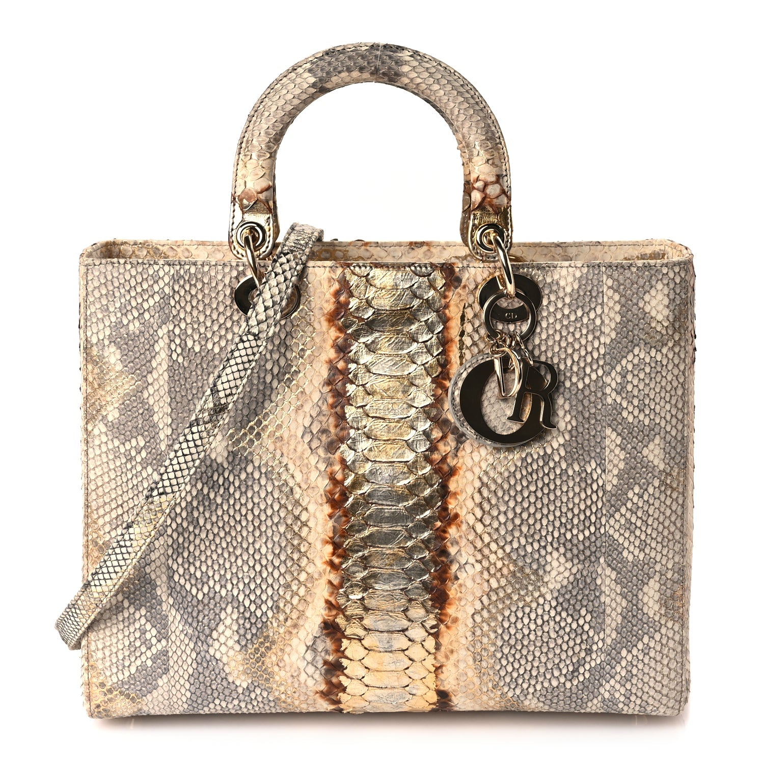 Christian Dior Snakeskin Large Lady Dior Beige