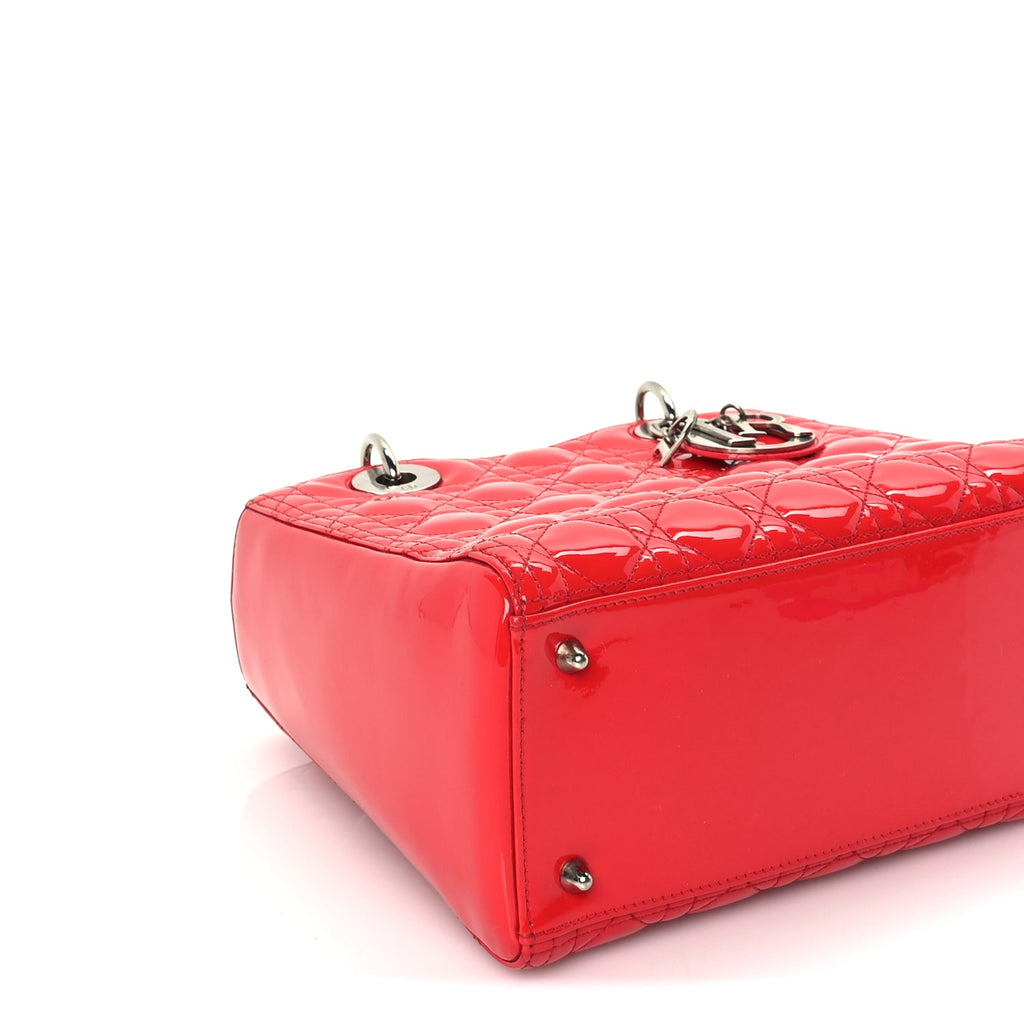 Christian Dior Patent Cannage Medium Lady Dior  Red