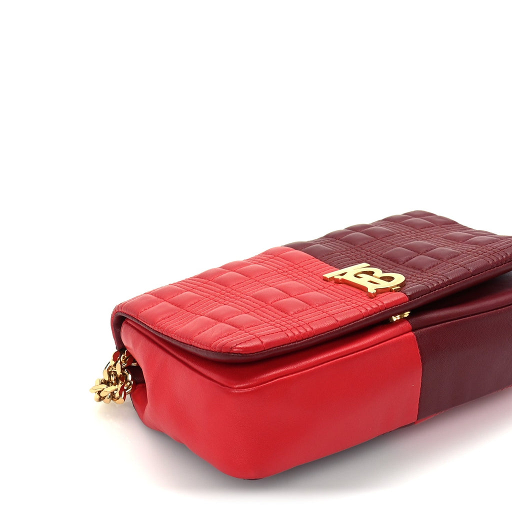 Burberry Lambskin Quilted Small Lola Bag Bright Red Dark Crimson
