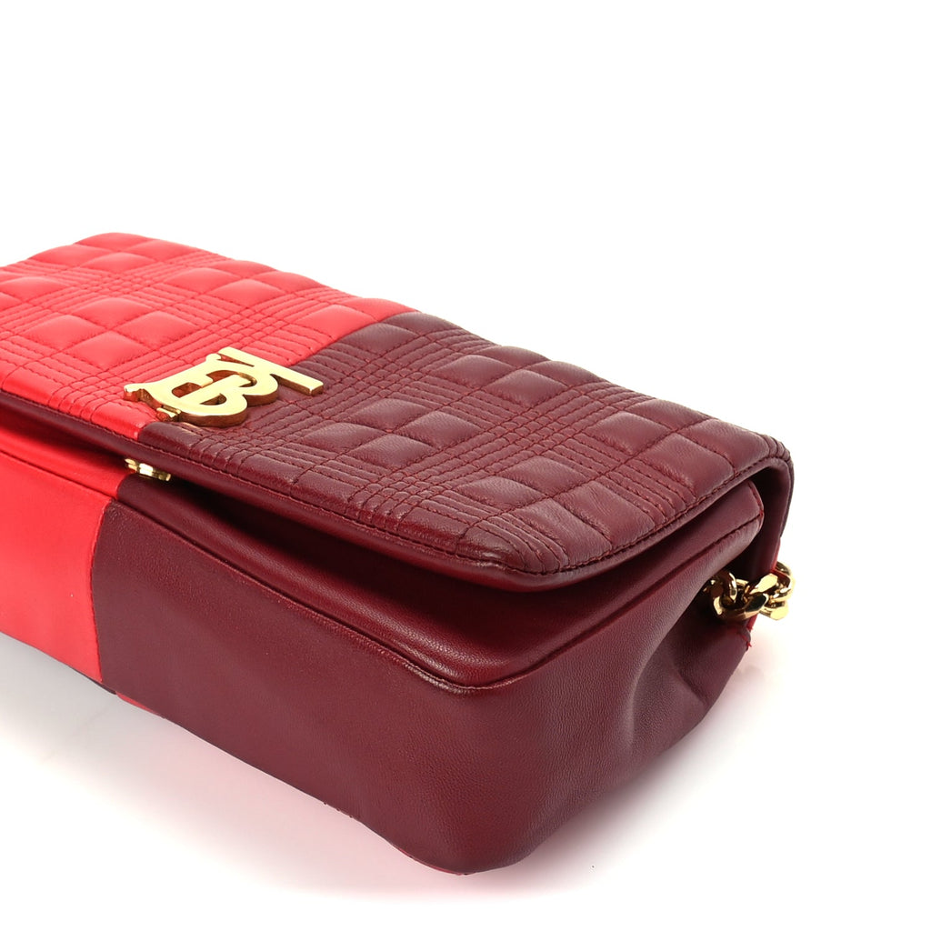 Burberry Lambskin Quilted Small Lola Bag Bright Red Dark Crimson