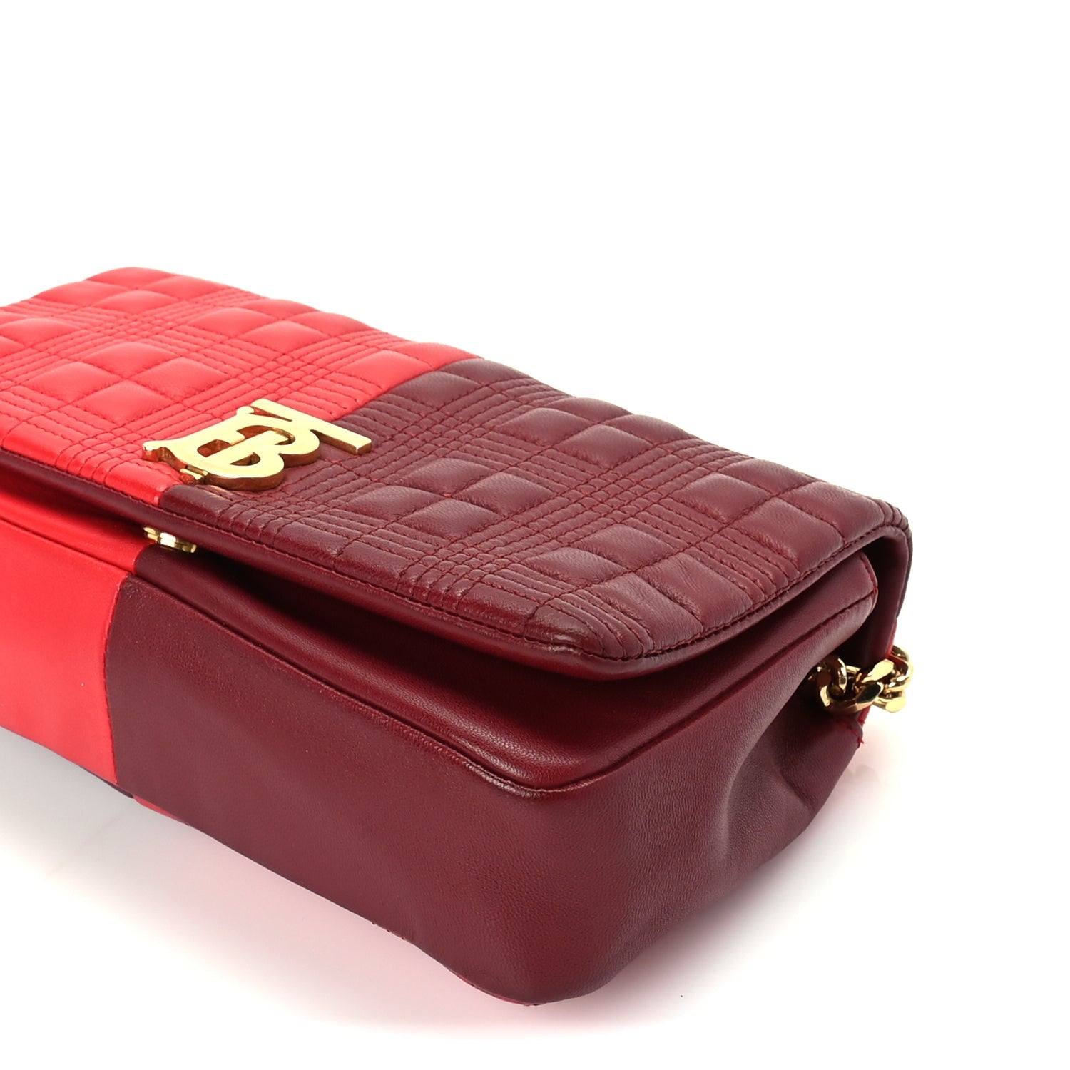 Burberry Lambskin Quilted Small Lola Bag Bright Red Dark Crimson