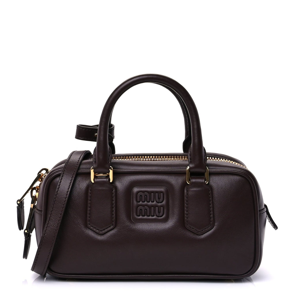 Miu Miu Calfskin Regular Arcadie Top Handle Bag Briarwood