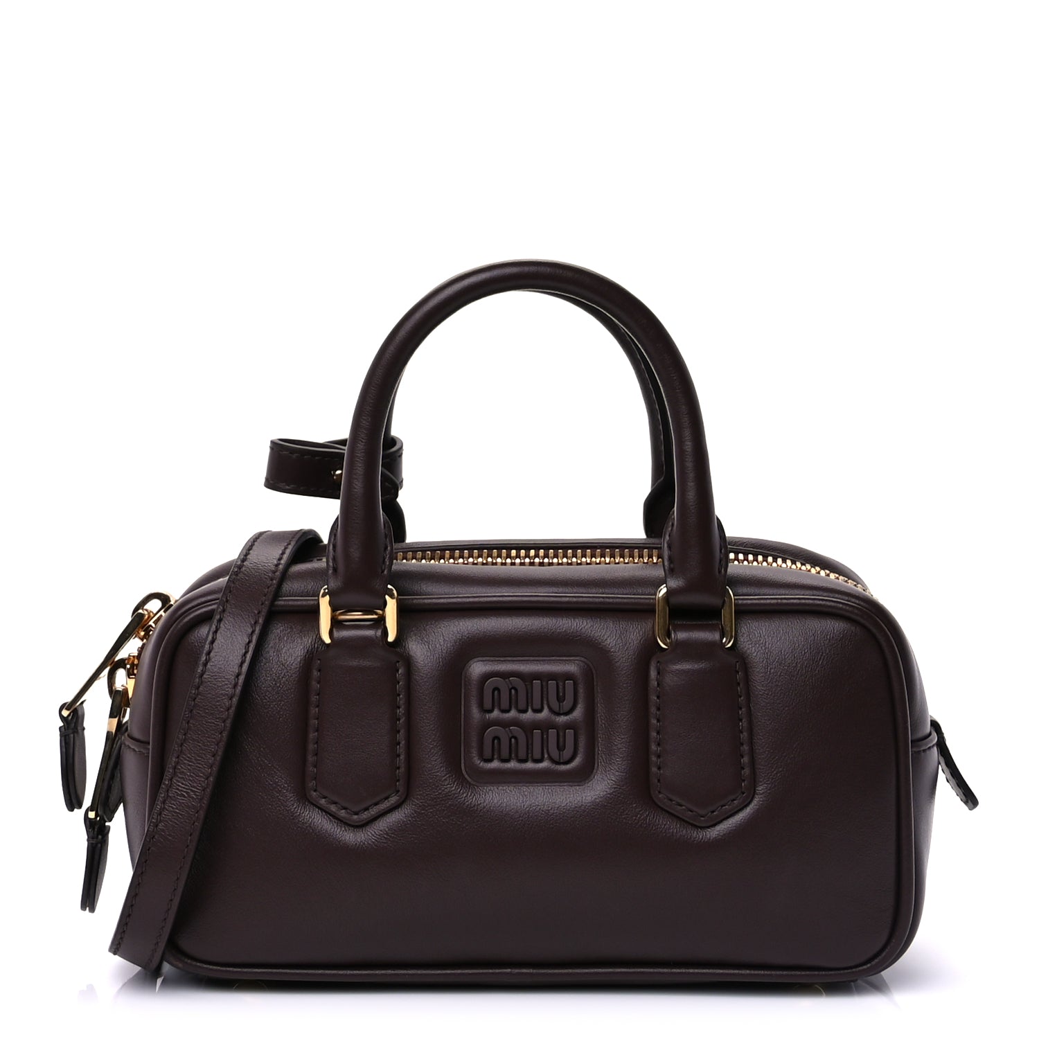 Miu Miu Calfskin Regular Arcadie Top Handle Bag Briarwood