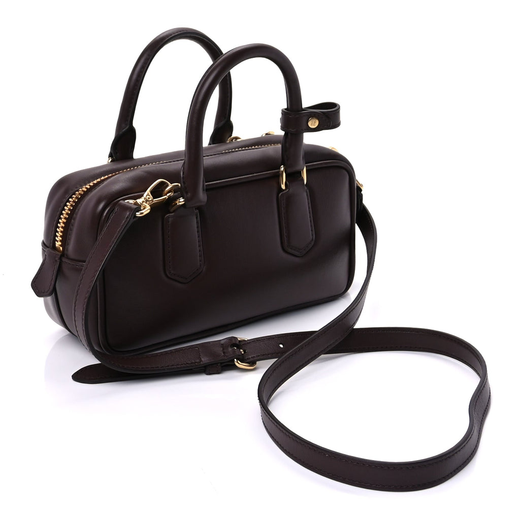 Miu Miu Calfskin Regular Arcadie Top Handle Bag Briarwood