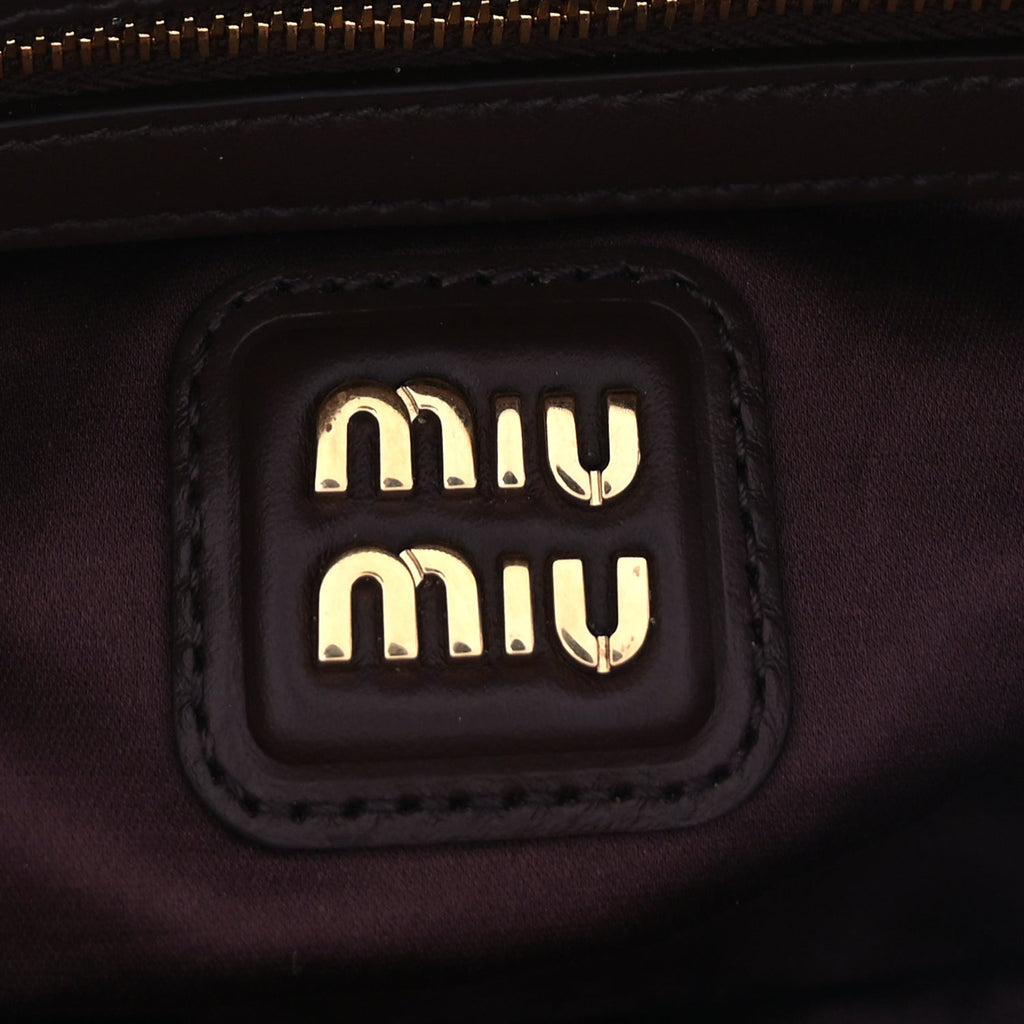 Miu Miu Calfskin Regular Arcadie Top Handle Bag Briarwood