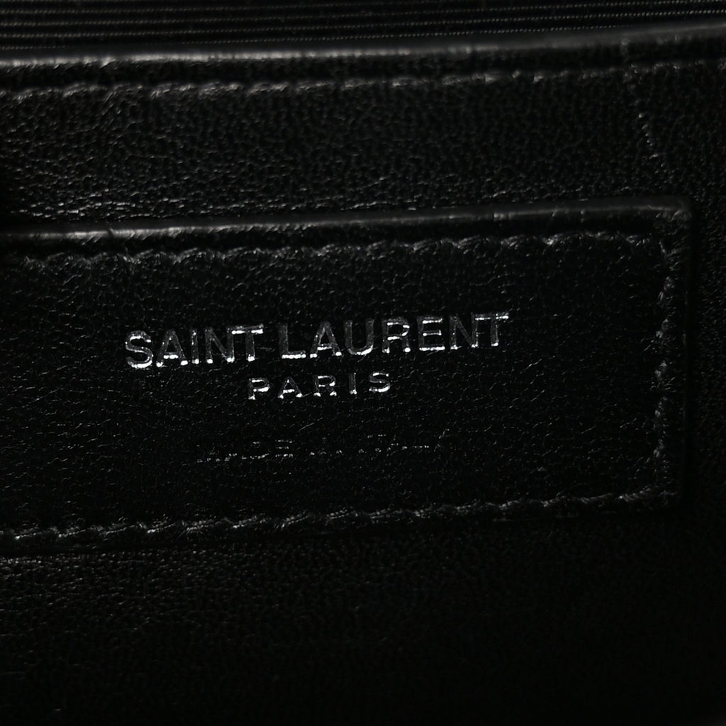 Saint Laurent Grain De Poudre Textured Mixed Matelasse Medium Triquilt Monogram Satchel  Earth