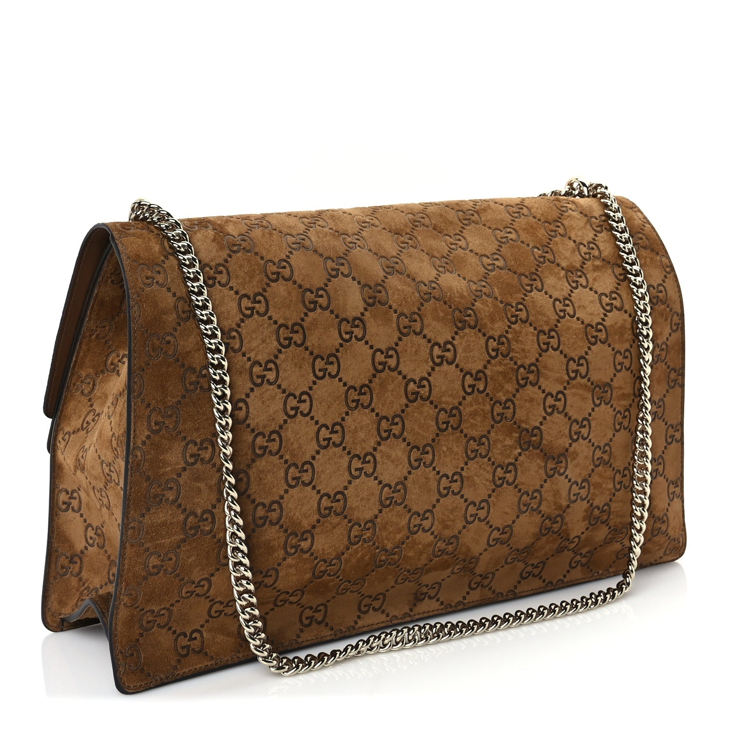 Gucci Suede GG Embossed Large Dionysus Shoulder Bag  Pepper Brown