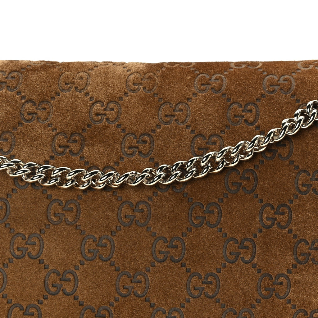 Gucci Suede GG Embossed Large Dionysus Shoulder Bag  Pepper Brown