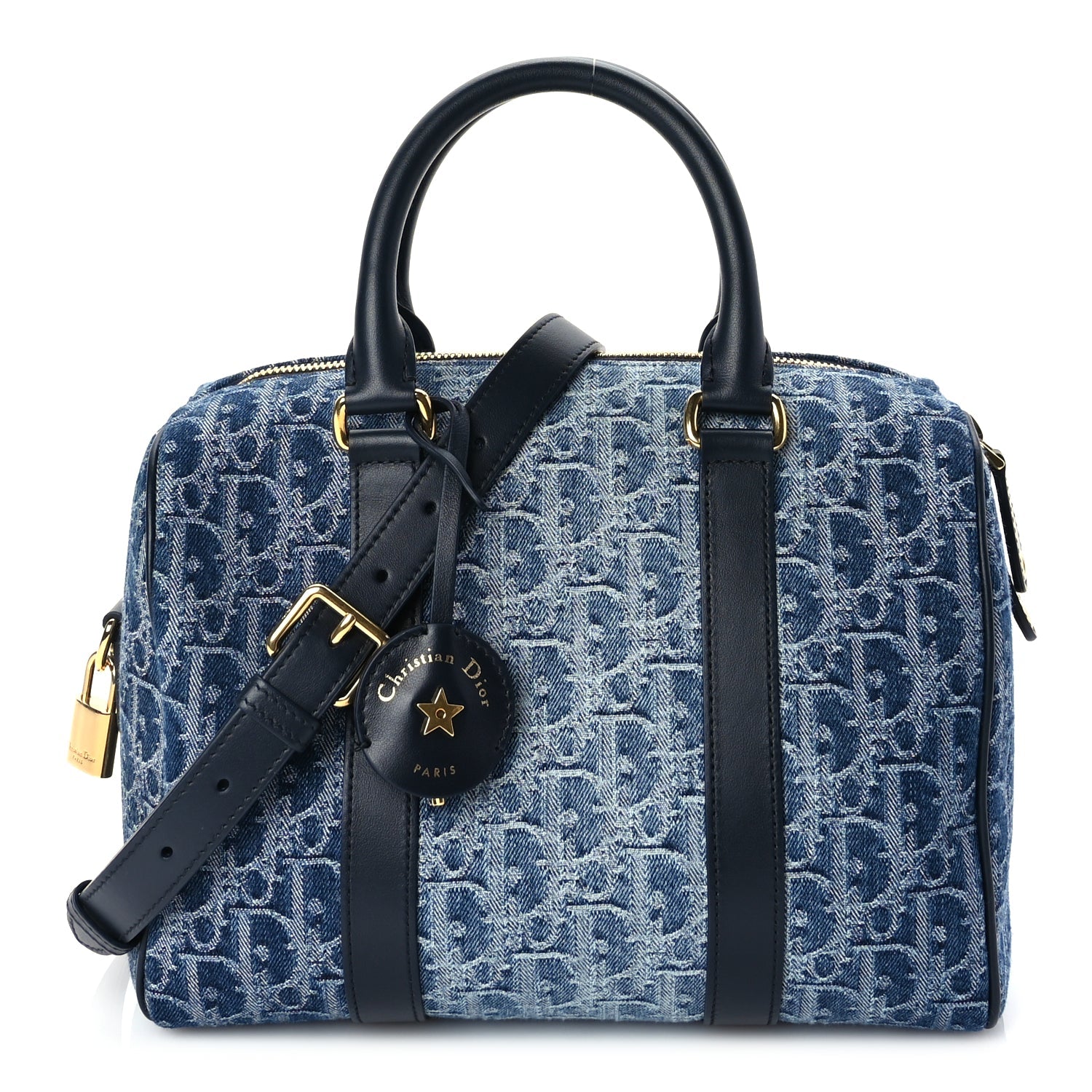 Christian Dior Denim Oblique Groove 25 Bag Blue Denim