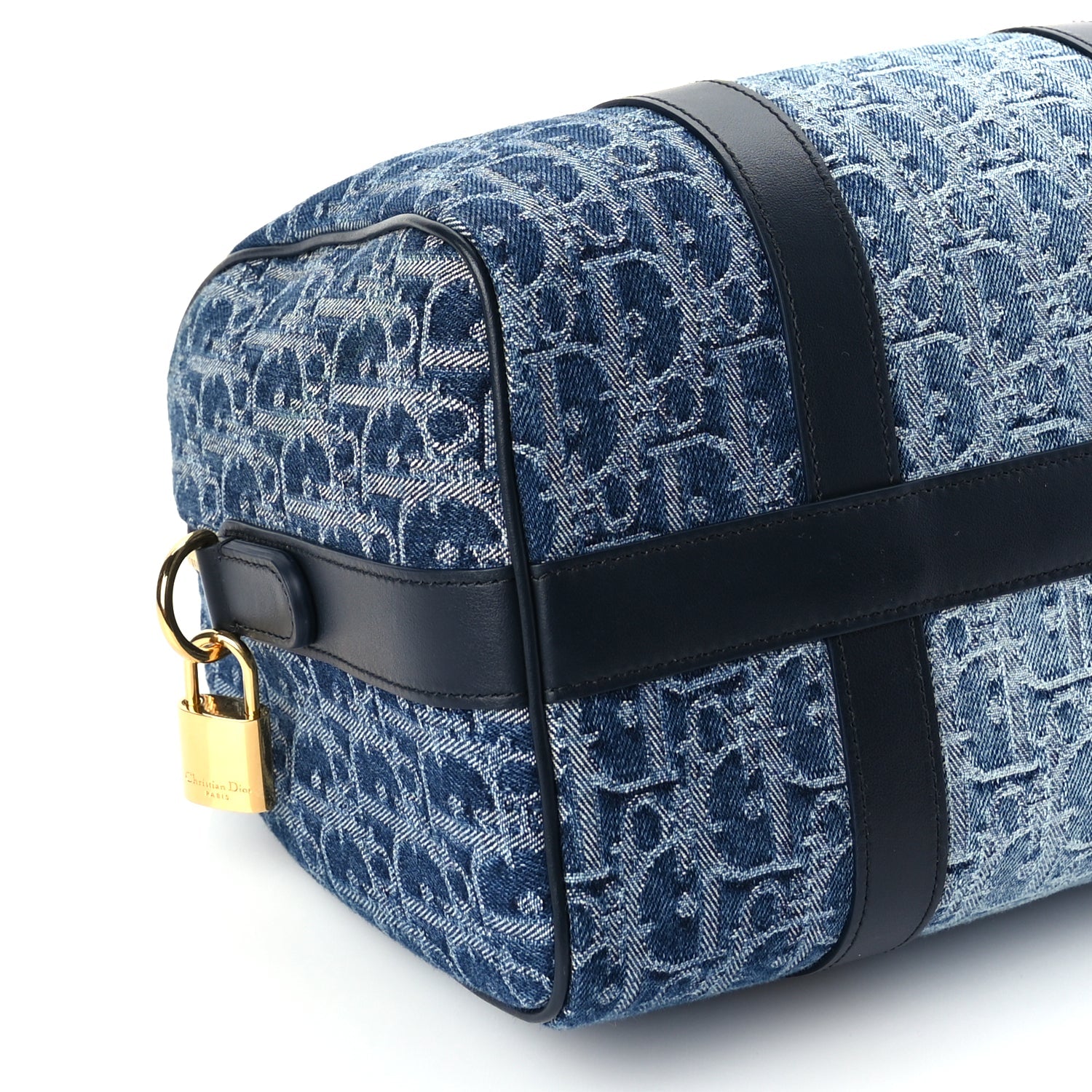 Christian Dior Denim Oblique Groove 25 Bag Blue Denim