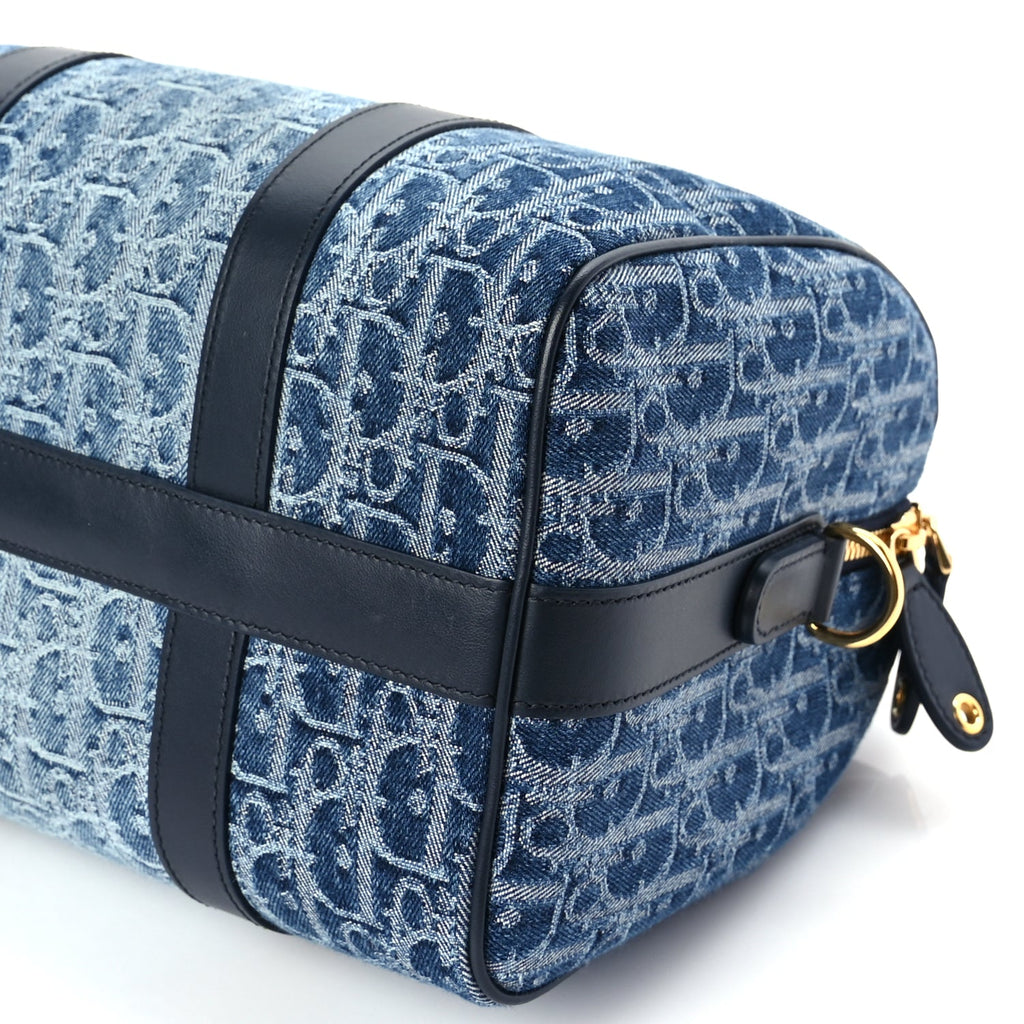 Christian Dior Denim Oblique Groove 25 Bag Blue Denim