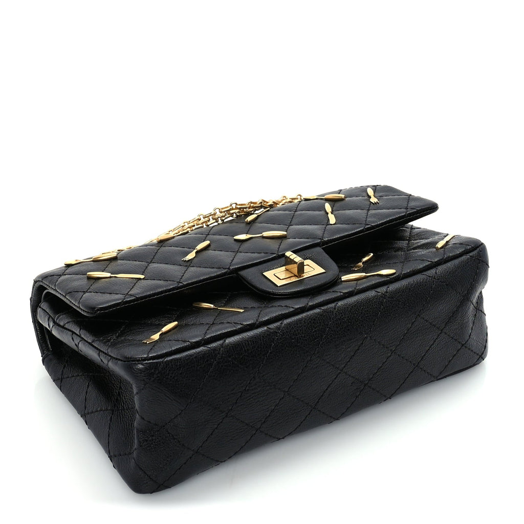 Chanel Calfskin Quilted Spoon Charms Brasserie 2.55 Reissue 225 Flap  Black