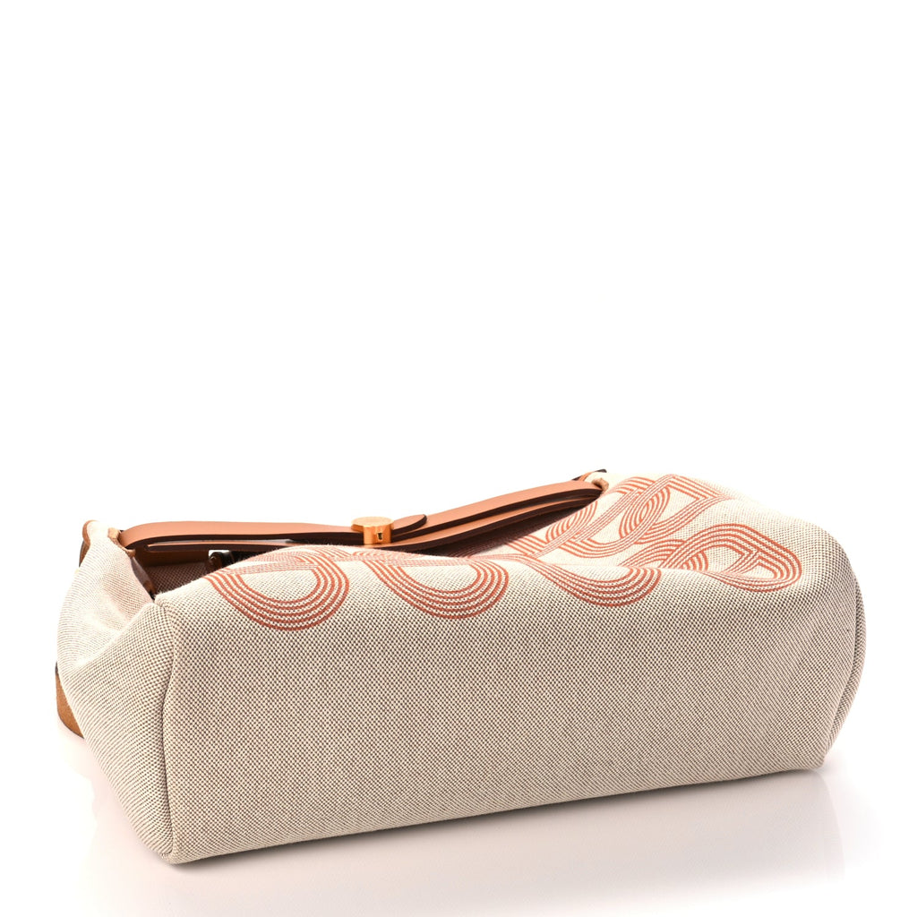 Hermes H Plume Canvas Vache Hunter Circuit 24 Herbag Zip Retourne 31 Orange Mecano Ecru Beige Naturel