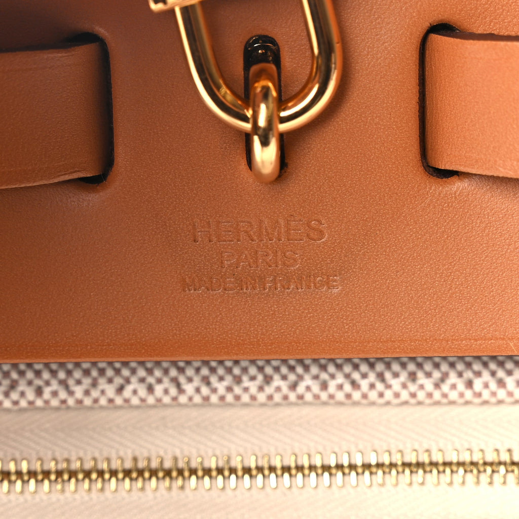 Hermes H Plume Canvas Vache Hunter Circuit 24 Herbag Zip Retourne 31 Orange Mecano Ecru Beige Naturel