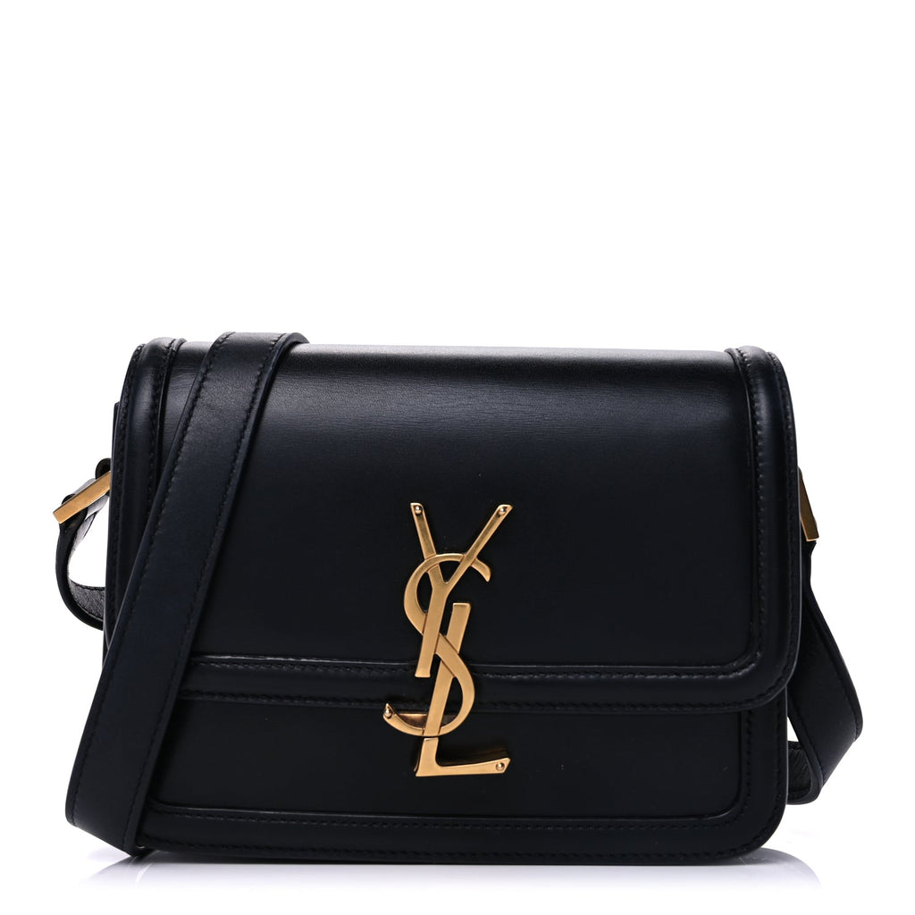 Saint Laurent Box Calfskin Monogram Medium Solferino Satchel  Black