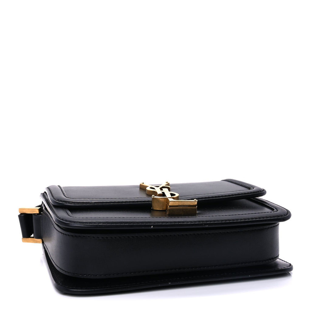 Saint Laurent Box Calfskin Monogram Medium Solferino Satchel  Black