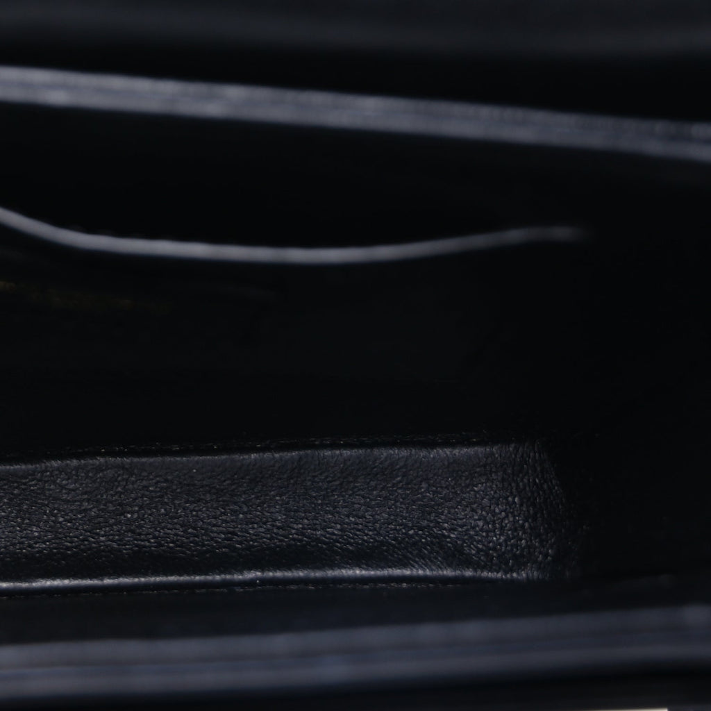 Saint Laurent Box Calfskin Monogram Medium Solferino Satchel  Black