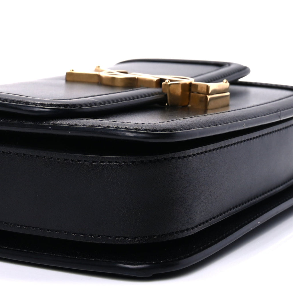 Saint Laurent Box Calfskin Monogram Medium Solferino Satchel  Black