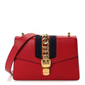 Gucci Calfskin Small Sylvie Shoulder Bag  Hibiscus Red