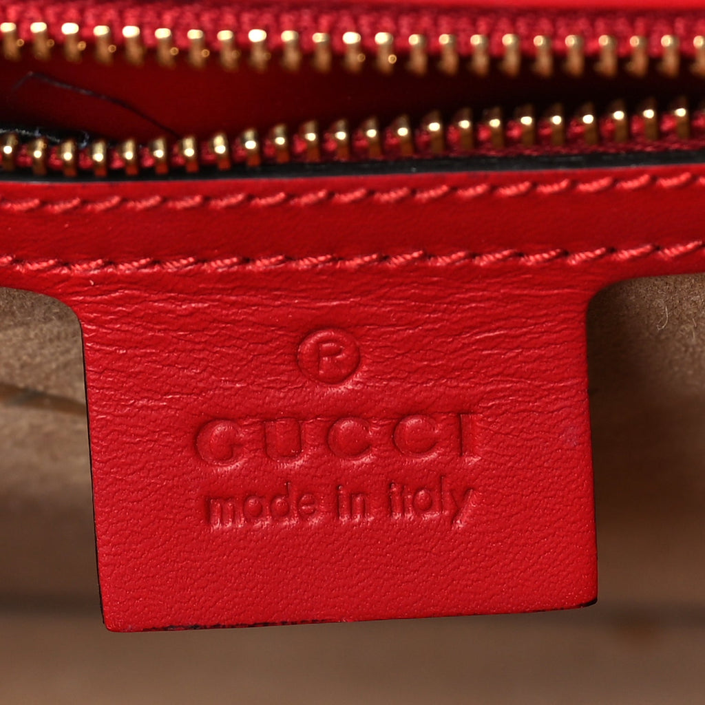 Gucci Calfskin Small Sylvie Shoulder Bag  Hibiscus Red