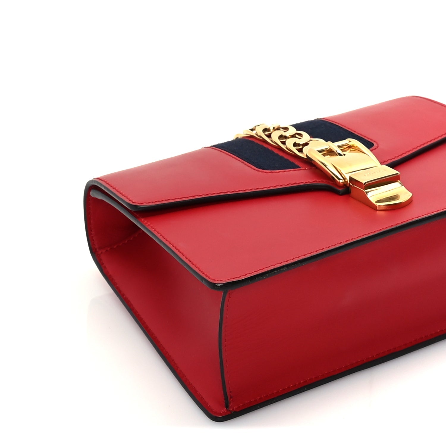 Gucci Calfskin Small Sylvie Shoulder Bag  Hibiscus Red