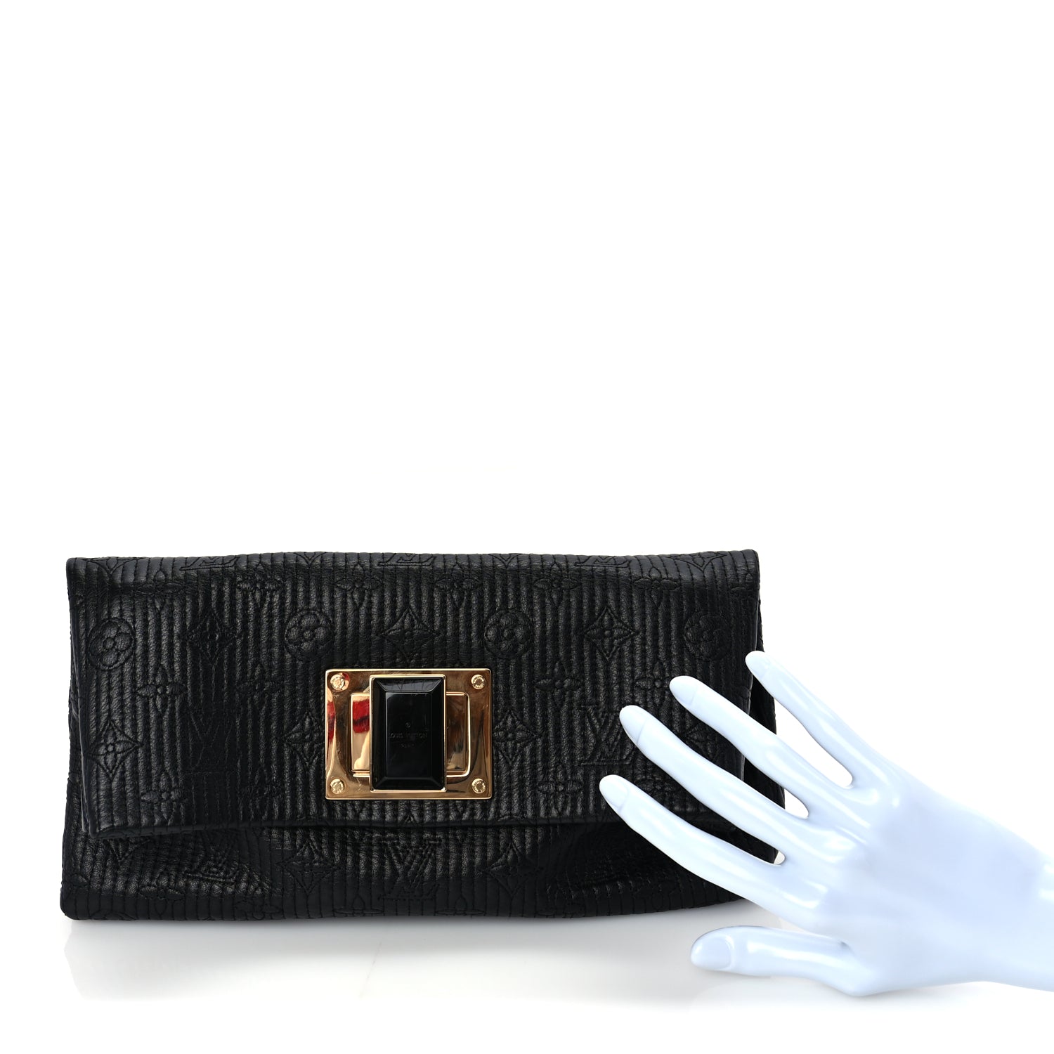 Louis Vuitton Calfskin Quilted Monogram Altair Clutch Black