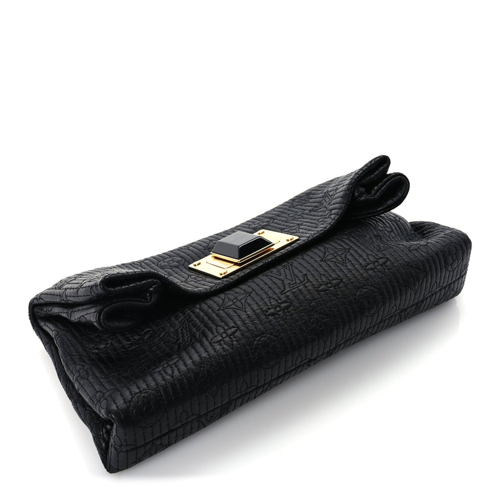 Louis Vuitton Calfskin Quilted Monogram Altair Clutch Black