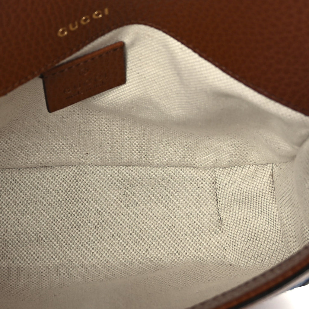 Gucci New Denim GG Monogram Dollar Calfskin Web Mini Horsebit 1955 Shoulder Bag Blue Tea Cuir Epilog