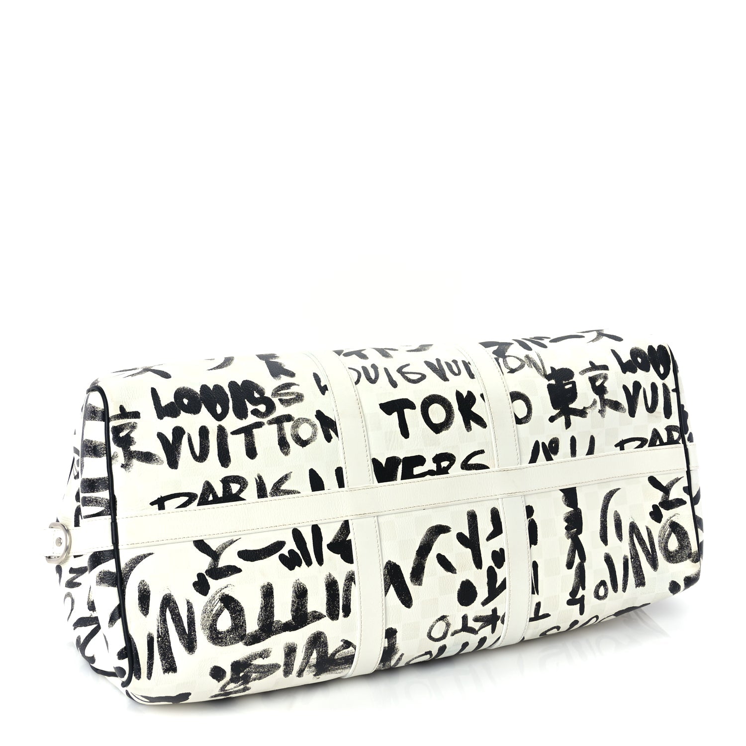 Louis Vuitton Calfskin Damier Scribble Keepall Bandouliere 50  Black White