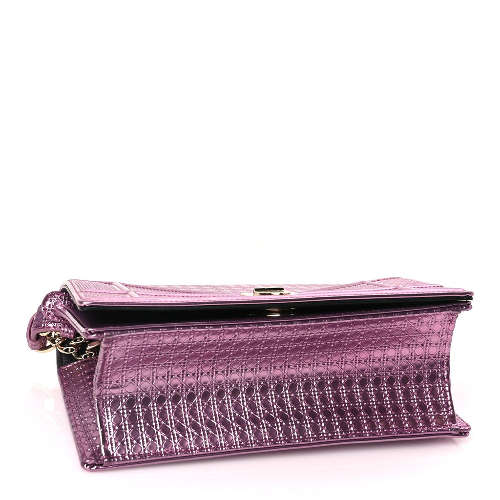 Christian Dior Metallic Patent Micro-Cannage Small Diorama Flap Bag Hyper Pink
