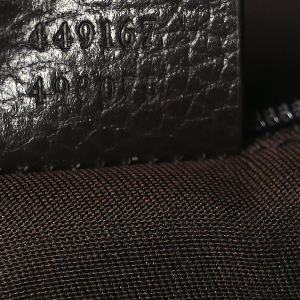 Gucci Monogram Dollar Calfskin Boston Duffle Bag Beige Ebony Testa di Moro Marrone Scuro