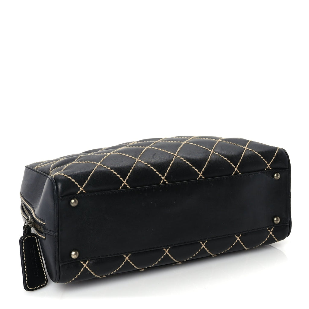 Chanel Calfskin Wild Stitch Top Handle Bag Black