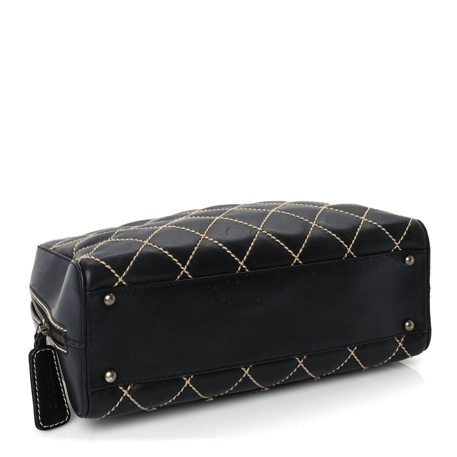Chanel Calfskin Wild Stitch Top Handle Bag Black