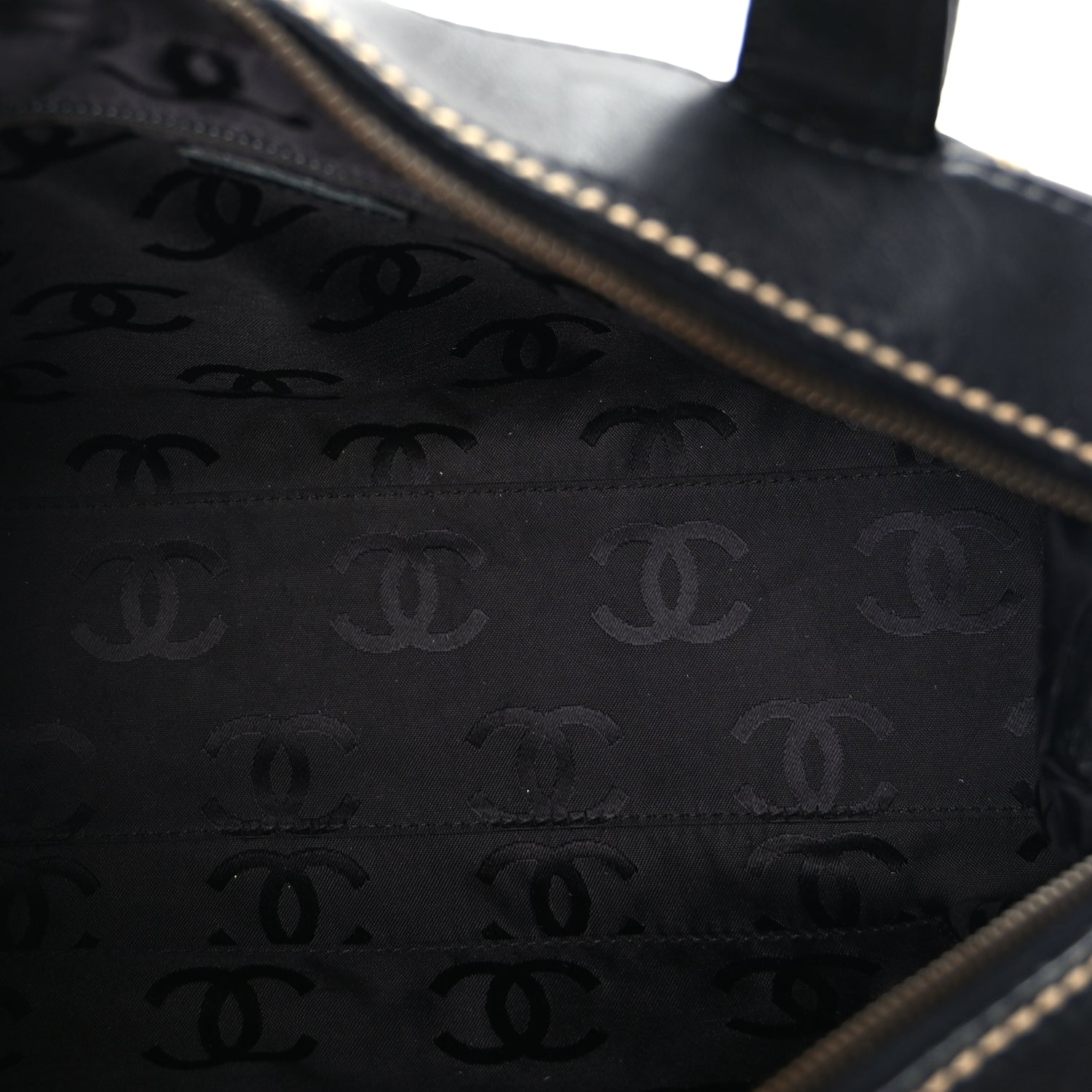 Chanel Calfskin Wild Stitch Top Handle Bag Black