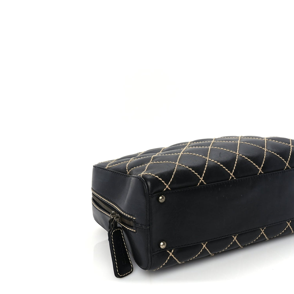 Chanel Calfskin Wild Stitch Top Handle Bag Black