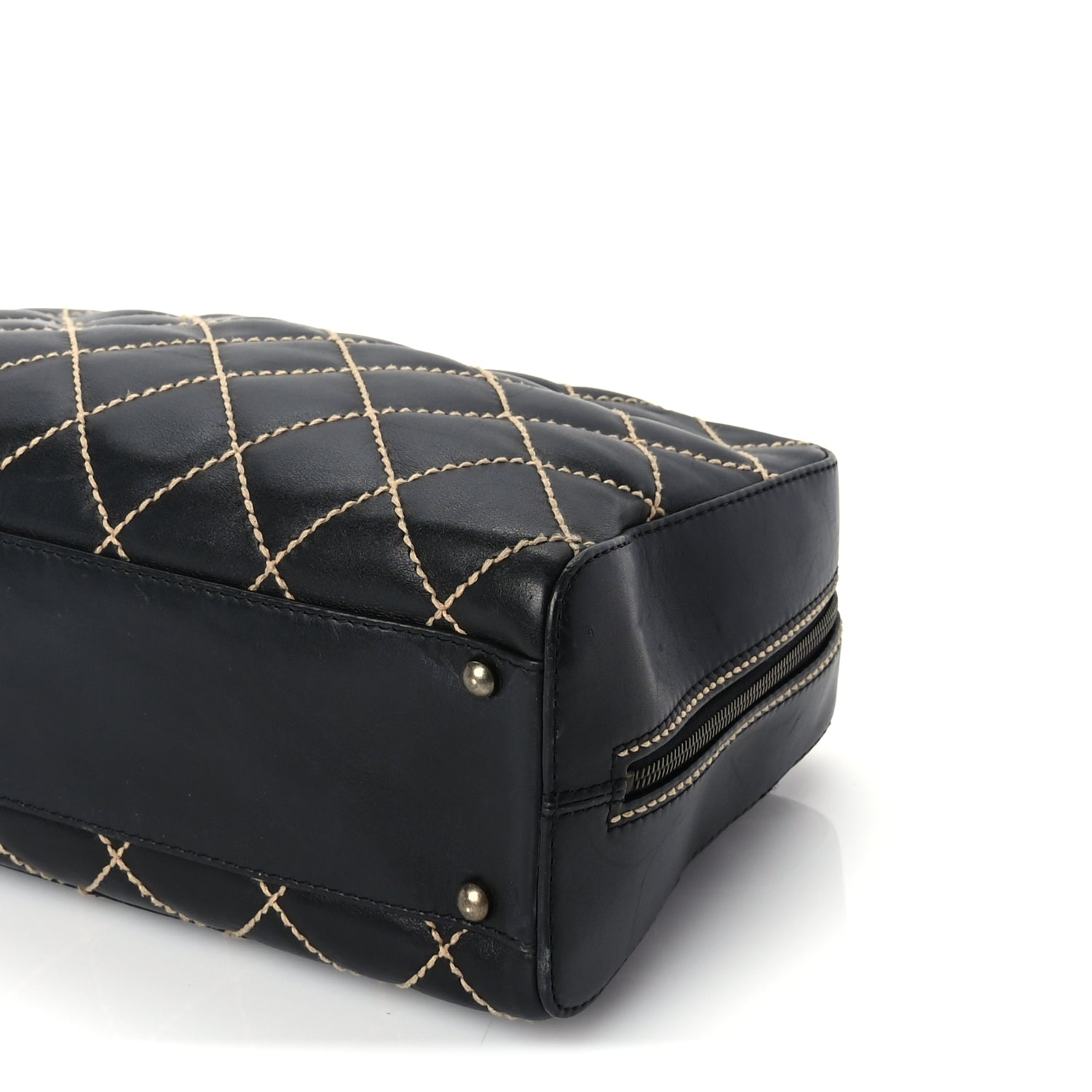Chanel Calfskin Wild Stitch Top Handle Bag Black