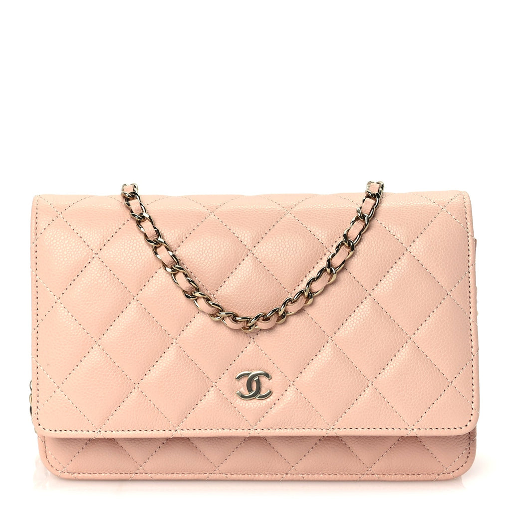 Chanel Caviar Quilted Wallet on Chain WOC  Light Pink