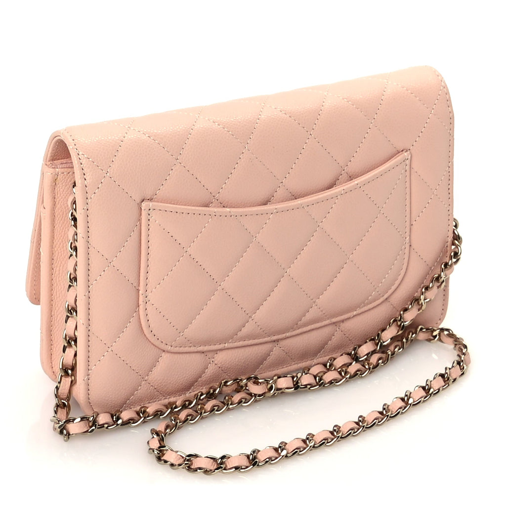 Chanel Caviar Quilted Wallet on Chain WOC  Light Pink