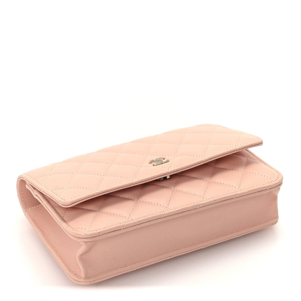Chanel Caviar Quilted Wallet on Chain WOC  Light Pink