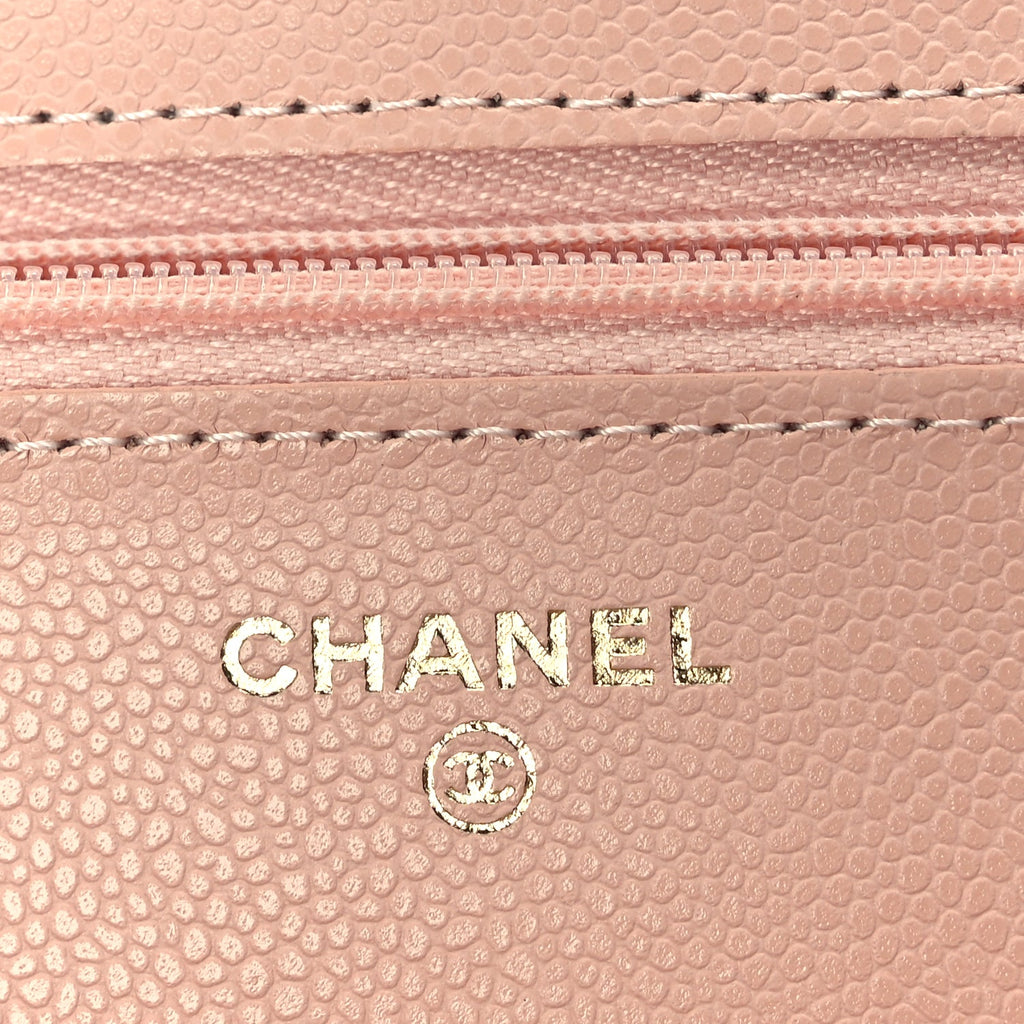 Chanel Caviar Quilted Wallet on Chain WOC  Light Pink