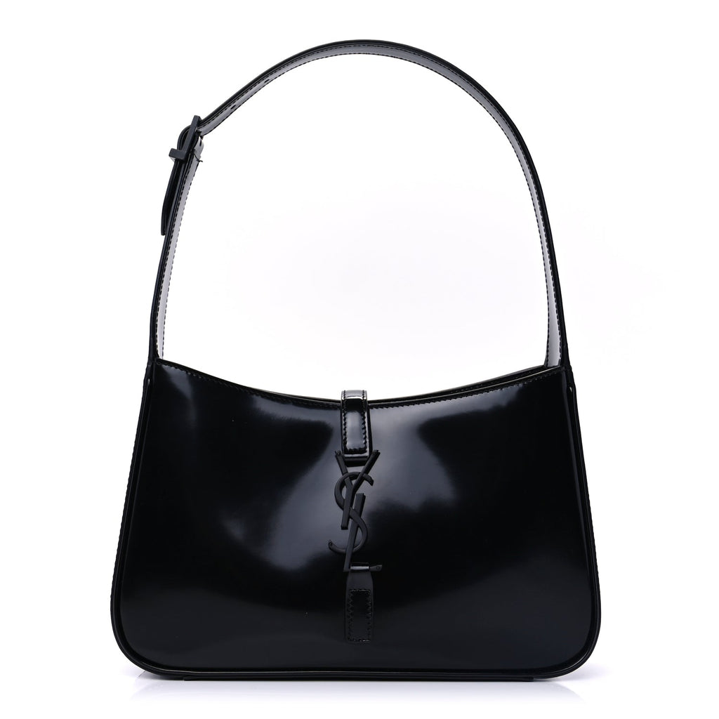 Saint Laurent Patent Le 5 A 7 Monochrome Hobo  Black