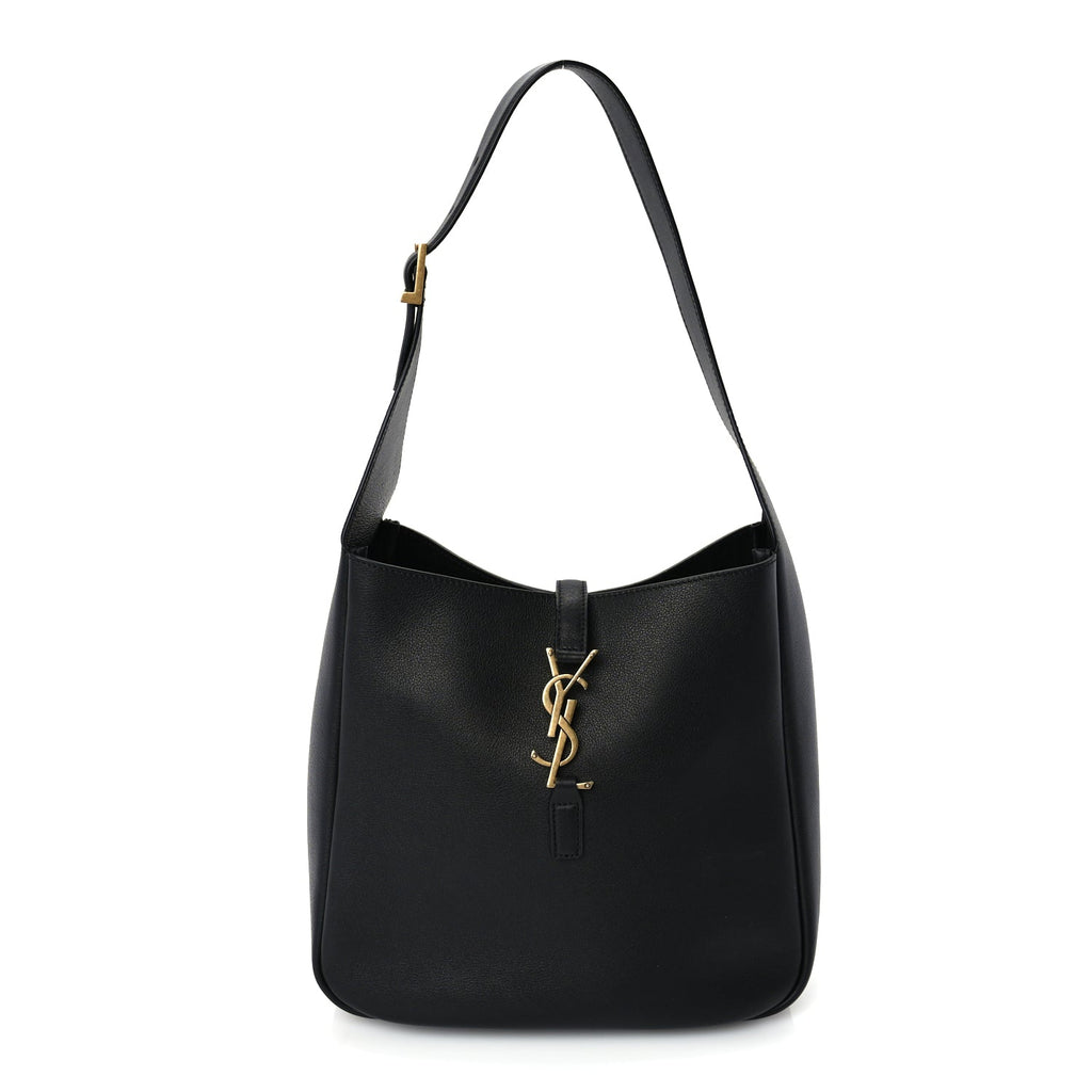 Saint Laurent Smooth Calfskin Small Le 5 A 7 Soft Hobo  Black