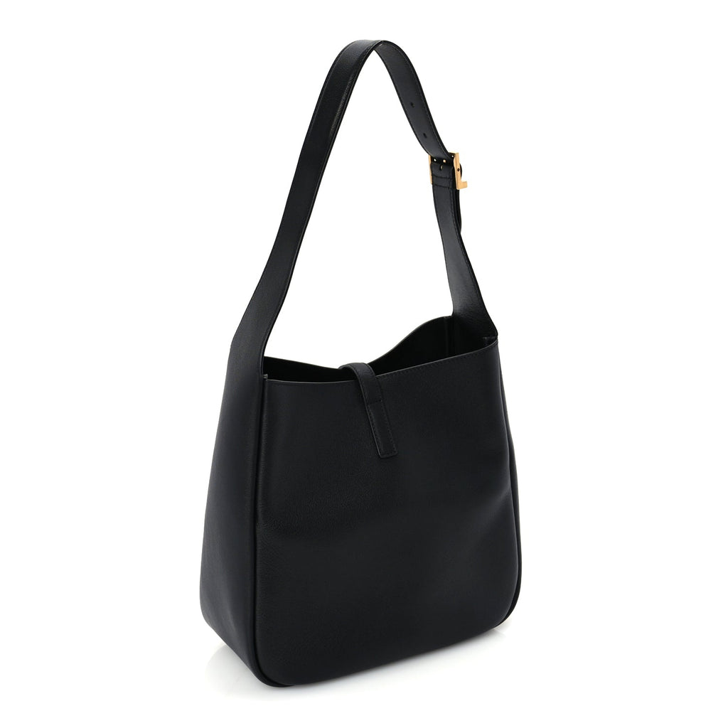 Saint Laurent Smooth Calfskin Small Le 5 A 7 Soft Hobo  Black
