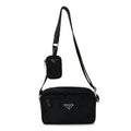Prada Re-Nylon Vela Saffiano Pocket Double Zip Shoulder Bag  Black