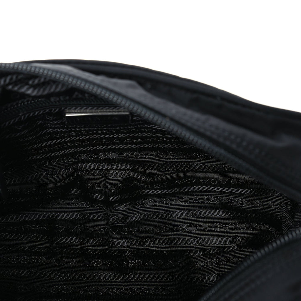 Prada Re-Nylon Vela Saffiano Pocket Double Zip Shoulder Bag  Black